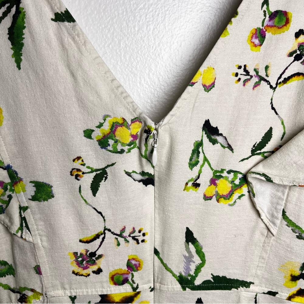 Tanya Taylor Inez Dress Button Up Flutter Sleeve Linen Blend Midi Dress size 4 - Picture 12 of 16